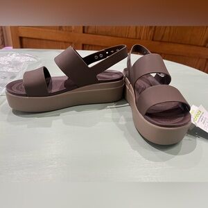 Mocha Crocs Brooklyn Low Wedge